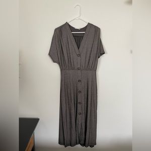 Black and white striped button down dress